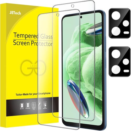 Verre Trempé Pour Xiaomi Redmi Note 12 5g (Pas Pour 4g) Avec Protecteur D'objectif De Caméra, Film En Protection Écran, Hd Transparent, 2 Pièces Chacun