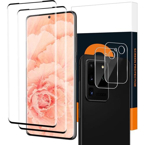 2+2 Pieces Tempered Glass For Samsung Galaxy S20 Ultra 5g, With Rear Camera Protector, 3d Glass Protection For S20 Ultra, Shatterproof High Sensitivity High Definition Screen Protector