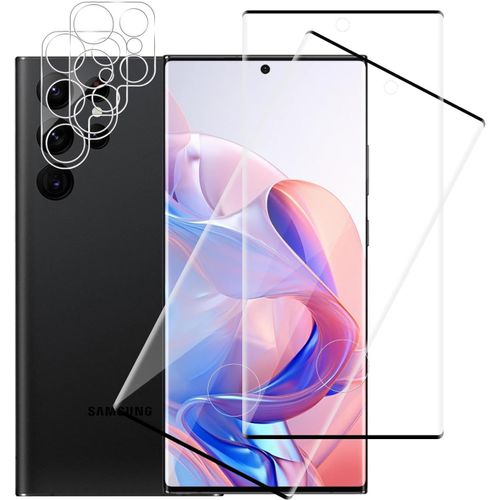 Kal-2+2 Pièces 3d Verre Trempé Pour Samsung Galaxy S22 Ultra 5g, Avec Caméra Protecteur, Anti-Salissures Protection Écran Pour Galaxy S22 Ultra, Anti-Bulle Hd S22 Ultra 5g Vitre Protection