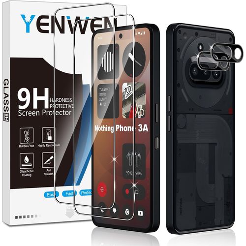 CAUC-Verre Trempé pour Nothing Phone 3a Protection Ecran, 2 Pièces Protection écran Film et 2 Pièces Caméra Arrière Protecteur, Anti Rayures, Dureté 9H Glass, Sans Bulles