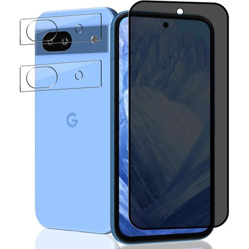 Aefj-1 Pièce Verre Trempé Anti Espion Pour Google Pixel 8a Protection D'écran + 2 Pièces Protecteur Caméra, Dureté 9h/Anti-Spy, Protège Écran Pour Google Pixel 8a - Privacy Vitre Trempé