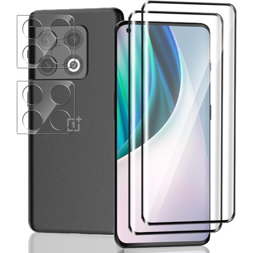 CAUC-2 Pièces Verre Trempé pour OnePlus 10 Pro Protection D'écran + 2 Pièces Protecteur Caméra, Dureté 9H/Sans Bulles, Protection Écran pour OnePlus 10 Pro - HD Vitre Trempé