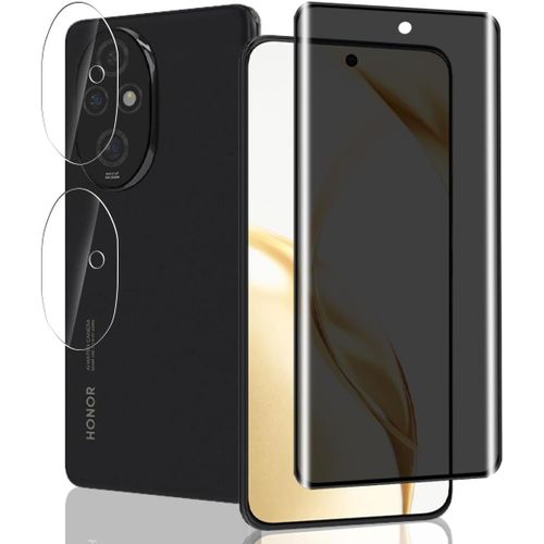 Kal-1 Pièce Verre Trempé Anti Espion Pour Honor 200 5g Protection D'écran + 2 Pièces Protecteur Caméra, Dureté 9h/Anti-Spy, Protège Écran Pour Honor 200 5g - Privacy Vitre Trempé