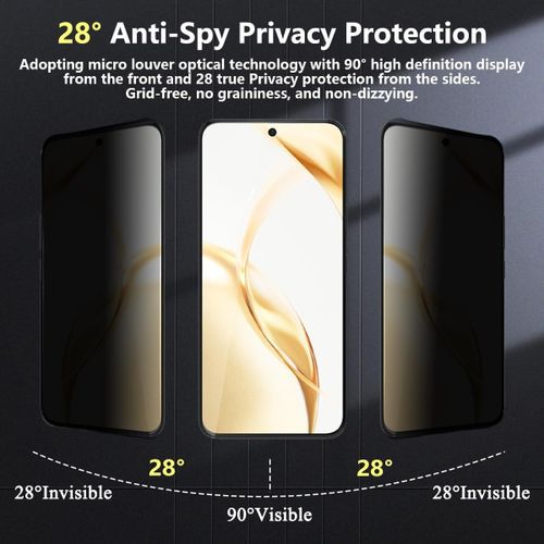 Trahoo-1 Pièce Verre Trempé Anti Espion Pour Honor 200 5g Protection D'écran + 2 Pièces Protecteur Caméra, Dureté 9h/Anti-Spy, Protège Écran Pour Honor 200 5g - Privacy Vitre Trempé