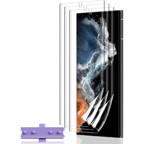 Pack 3 Films Protection Écran Tpu Pour Samsung Galaxy S22 Ultra - Transparent Hd, Souple Et Anti-Bulles (Non En Verre Trempé)