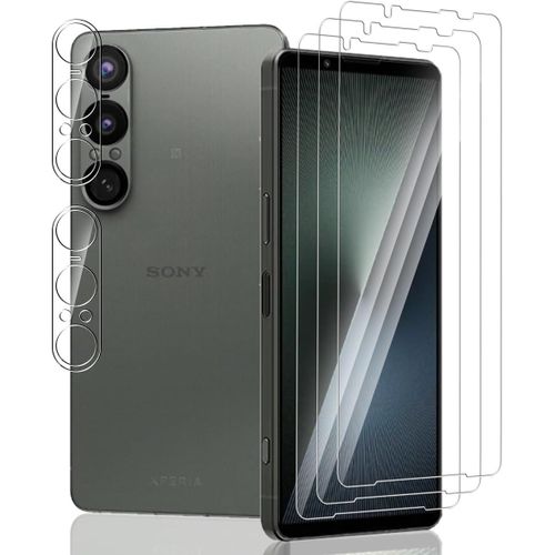 CAUC-3 Pi¿¿ces Verre Tremp¿¿ pour Sony Xperia 1 VII Protection D'¿¿cran + 2 Pi¿¿ces Protecteur Cam¿¿ra, Duret¿¿ 9H/Sans Bulles, Protection ¿¿cran pour Xperia 1 VII - HD Vitre Tremp¿¿