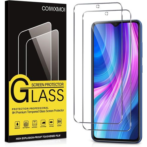 Kal-2 Pièces Verre Trempé Pour Xiaomi Redmi Note 8 Pro/Redmi 9, Ultra Résistant Film Protection Écran, Hd Ultra Transparent, Sans Bulles, Dureté 9h Glass, Vitre Protecteur 6,53"", Clear