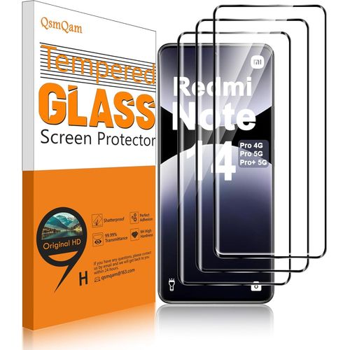 3 Pieces Tempered Glass For Xiaomi Redmi Note 14 Pro 4g/5g/14 Pro+ 5g/14 Pro Plus 5g/Poco X7, 9h Hardness, Anti-Scratch, Full Screen Coverage, No Bubbles