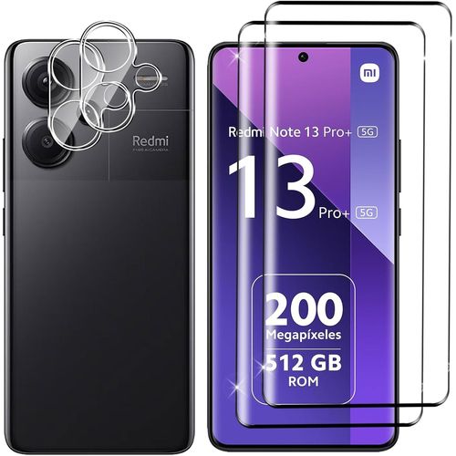 Verre Trempé Pour Xiaomi Redmi Note 13 Pro Plus 5g/Note 13 Pro+ 5g, 2+2 Pièces 3d Protection Écran+Caméra Arrière Protecteur Film, 9h Dureté Hd Anti-Rayures Vitre Trempé Protecteurs D'écran