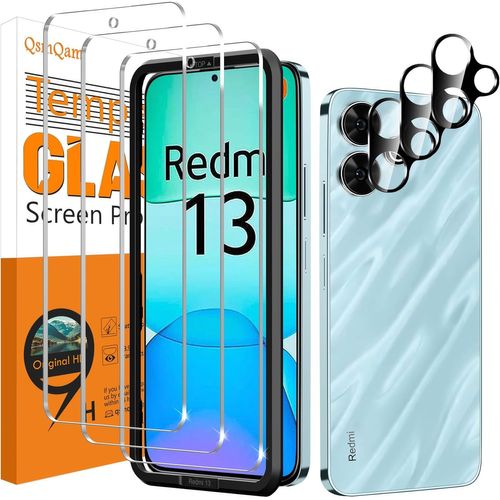 KAL-Pièces Verre Trempé Pour Xiaomi Redmi 13 4G / 5G, Xiaomi Poco M6 4G Et 3 Pièces Caméra Arrière Protecteur, Film Protection Écran, 9H Dureté Vitre Protection, Anti Rayures