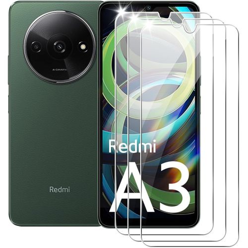 CAUC-[3 Pi¿¿ces Verre Tremp¿¿ pour Xiaomi Redmi A3,Film Protection ¿¿cran,[Anti Rayures][sans Bulles d'air][Ultra R¿¿sistant](0,33mm HD Ultra Transparent) Duret¿¿ 9H Glass