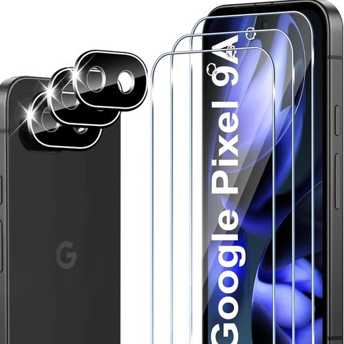 CAUC-Verre Trempé Pour Google Pixel 9a, [3+3 Pièces] Vitre Protection écran Protection Camera, 9H Dureté Ultra HD Anti Rayures Film Protection écran,Avec Outil D'alignement Facile