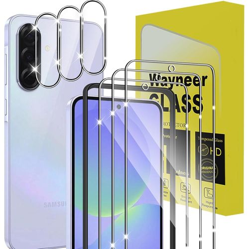 CAUC-Verre Trempé Pour Samsung Galaxy A36 5G, [3+3 Pièces] Vitre Protection écran Protection Camera, 9H Dureté Ultra HD Anti Rayures Film Protection écran, Avec Outil D'alignement Facile