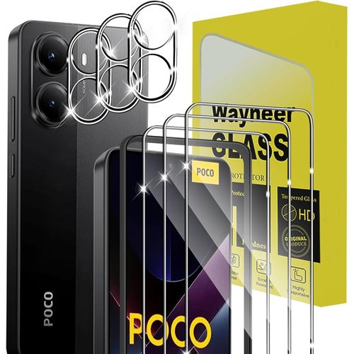 CAUC-Verre Trempé Pour Xiaomi POCO X7 Pro 5G, [3+3 Pièces] Vitre Protection écran Protection Camera, 9H Dureté Ultra HD Anti Rayures Film Protection écran,Avec Outil D'alignement Facile