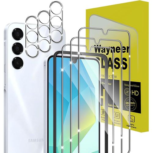 Verre Trempé Pour Samsung Galaxy A16 5g/4g, [3+3 Pièces] Vitre Protection Écran Protection Camera, 9h Dureté Ultra Hd Anti Rayures Film Protection Écran,Avec Outil D'alignement Facile
