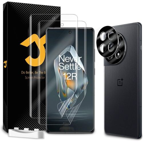 HSHI-2Xpour Protection Écran Oneplus 12R [Non-Verre],2Xverre Trempé D'Objectif,Autoguérison,Sans Bulles,Facile À Installer,Ultra-Hd