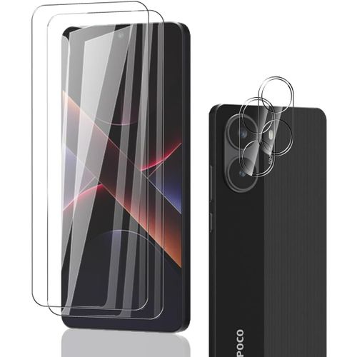 CAUC-Verre Trempé Pour Xiaomi Poco X7 Pro,Protection Décran 2 Pièces et Caméra Arrière Protecteur 2 Pièces 9H Dureté,sans Bulles,Facile à Installer Pour Xiaomi Poco X7 Pro Protection Décran