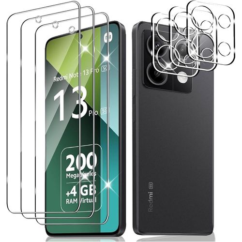 CAUC-Verre Tremp¿¿ Pour Xiaomi Redmi Note 13 PRO 5G, [3+3 Pi¿¿ces] Vitre Protection ¿¿cran Protection Camera, Sans Bulles 9H Duret¿¿ Ultra HD Anti Rayures Film Protection ¿¿cran