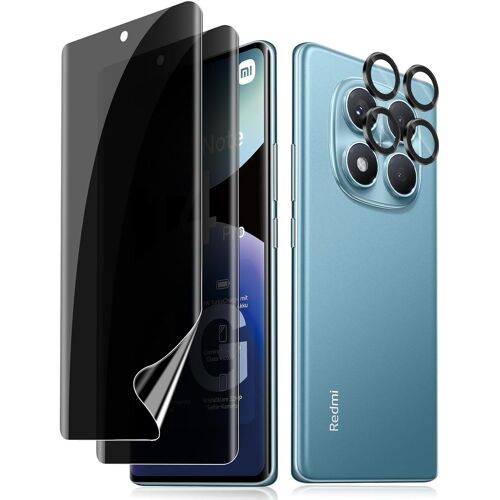 Pour Xiaomi Redmi Note 14 Pro 4G Anti-Espion Protection Écran, 2+1 Pièces Tpu Anti-Spy Protecteurs D'Écran + Caméra Lentille Protecteur Film, Hd Anti-Empreintes Sans Bulles Privacy Tpu-Film