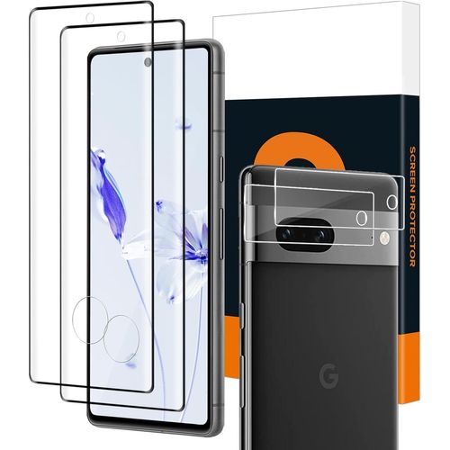 Kal-2+2 Pièces 3d Verre Trempé Pour Google Pixel 7 Pro 5g, Avec Caméra Protecteur, Anti-Salissures Protection Écran Pour Google Pixel 7 Pro, Anti-Bulle Hd Pixel 7 Pro 5g Vitre Protection