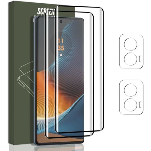 Lot Verre Trempé 9h Pour Motorola Moto Edge 50 Fusion ¿ 2 Films Écran + 2 Protections Lentille Caméra