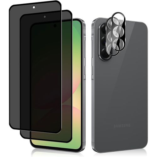 [2 + 2 Pièces Anti-Espion Verre Trempé + Caméra Arrière Protecteur Pour Samsung Galaxy A56 5g, 9h Dureté Anti-Peeping Protection D'écran, Privacy Verre Trempé Pour Samsung Galaxy A56 5g