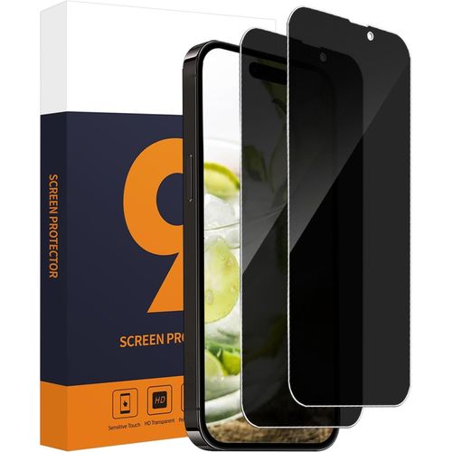 KAL-2 Pièce Verre Trempé Pour Iphone 15/15 Pro 5G, 2.5D Bord Rond Anti Espion Protection Écran, 9H Dureté Sans Bulle, Tactile Sensible, Anti Rayures, 0,33Mm Hd Iphone 15 Pro Spy Vitre Protection