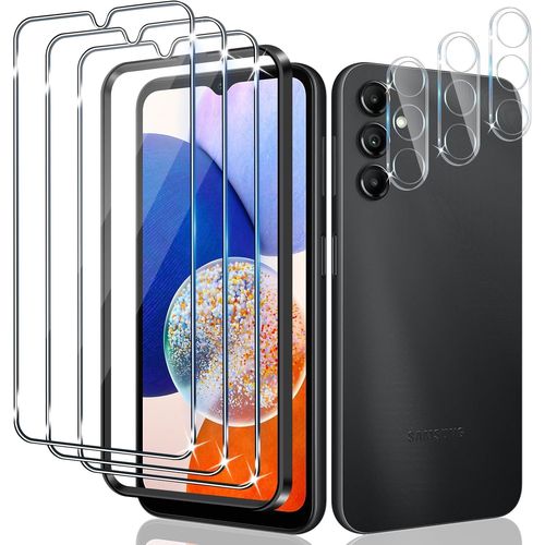 Eryi-Verre Trempé Pour Samsung Galaxy A14 4g / 5g, 3 Pièces Film Protection Écran Avec 3 Pièces Caméra Arrière Protecteur, Anti-Rayures, Dureté 9h Glass, Hd Transparent