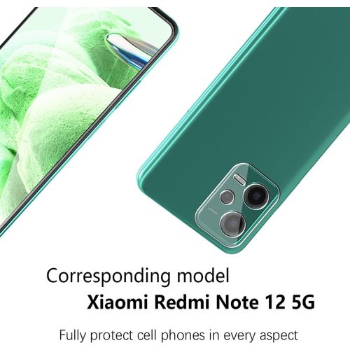 Verre Trempé Pour Xiaomi Redmi Note 12 5g, Protection Décran 2 Pièces Et Redmi Note 12 5g Caméra Arrière Protecteur 2 Pièces 9h Dureté,Sans Bulles Pour Redmi Note 12 5g Protection Décran