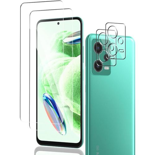 Verre Trempé Pour Xiaomi Redmi Note 12 5g, Protection Décran 2 Pièces Et Redmi Note 12 5g Caméra Arrière Protecteur 2 Pièces 9h Dureté,Sans Bulles Pour Redmi Note 12 5g Protection Décran