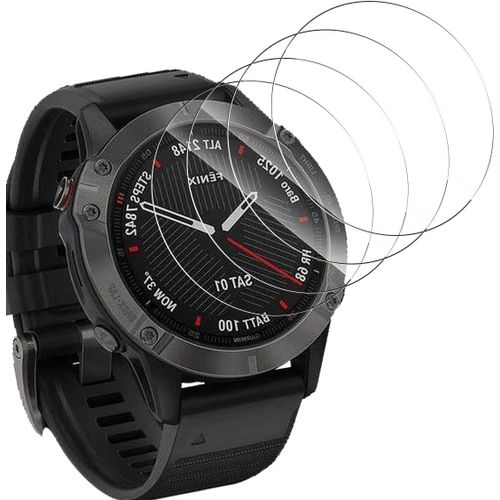 Lot De 4 Protections D'écran En Verre Trempé 9h Pour Garmin Fenix 6 / Fenix 6 Solar / Fenix 6 Sapphire Solar - Transparence Hd, Anti-Rayures, Oléophobe, Pose Facile