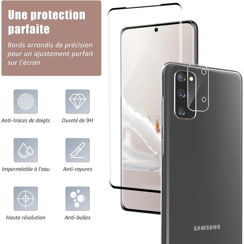 2+2 Pièces Verre Trempé Pour Samsung Galaxy S20. Avec Caméra Arrière Protecteur. 3d Vitre Protection Pour Galaxy S20. Anti Rayures Antifouling Hd-Clair Samsung S20 Protection Écran