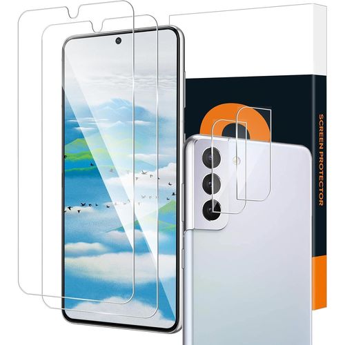 Kal-2 Pièces Verre Trempé Pour Samsung Galaxy S22 5g Avec 2 Pièces Caméra Arrière Protecteur, 2.5d Vitre Protection Compatible Avec Samsung Galaxy S22, Dureté 9h Anti Rayures Protection Écran
