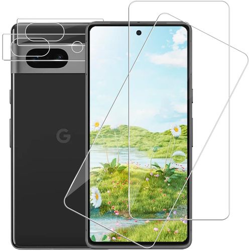 Sjzg-2 Pièces Verre Trempé Pour Google Pixel 7a 5g Avec 2 Pièces Caméra Arrière Protecteur, 2.5d Vitre Protection Compatible Avec Google Pixel 7a, 9h Anti Rayures Pixel 7a 5g Protection Écran