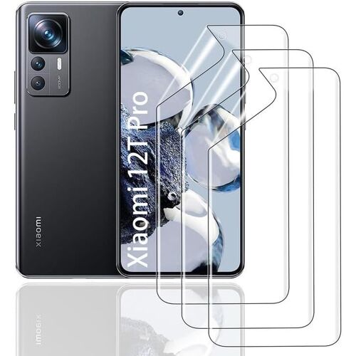 Film De Protection D'Écran Hydrogel Pour Xiaomi 12T Pro, 3 Pièces Tpu Souple Transparent Hd Anti-Bulles Anti-Rayures Anti-Traces De Doigts Auto-Réparatrice[Trempe9364]