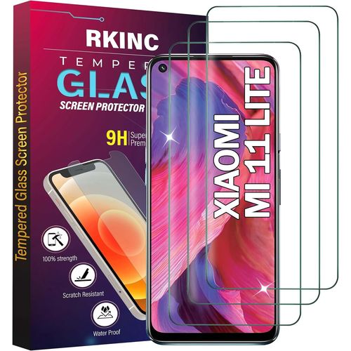 Verre Trempé [Lot De 3] Pour Xiaomi Mi 11 Lite/Mi 11 Lite 5g, Film Protection Écran, Dureté 9h 0,33 Mm Hd Glass [Sans Bulles D'air][Résistant Aux Rayures][Garantie À Vie]