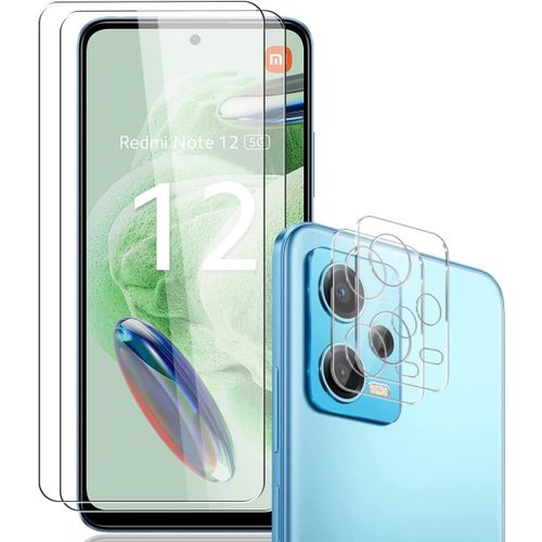 Kal-Verre Trempé Pour Xiaomi Redmi Note 12 5g/Poco X5, Xiaomi Redmi Note 12 5g/Poco X5 Protection Écran. Contenir 2 Pièces Protection Et 2 Pièces D'objectif Arrière Protecteur -Anti-Rayures