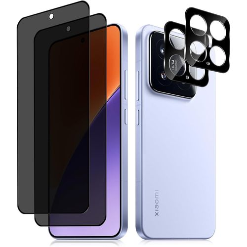 2+2 Pieces Anti-Spy Tempered Glass + Rear Camera Protector Compatible With Xiaomi 15, 9h Hardness Privacy Tempered Glass For Xiaomi 15