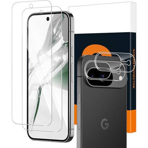 2+2 Pièces Verre Trempé Pour Google Pixel 9 Avec Caméra Arrière Protecteur, Bord 2.5d Ultra-Clair Vitre Protection Pour Google Pixel 9, Sensible Au Toucher Film Protection Écran