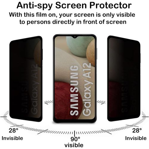 Cauc-Verre Trempé Anti-Espion Pour Samsung Galaxy A12 [2 Pièces], Protection D'écran Anti-Espion, Protecteur D'écran De Confidentialité, 9h Dureté, Anti-Rayures, Film De Protection Écran Pour Galaxy