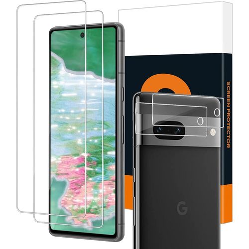 Sjzg-2 Pièces Verre Trempé Pour Google Pixel 7 5g Avec Caméra Arrière Protecteur, 2.5d Vitre Protection Compatible Avec Google Pixel 7, Dureté 9h Anti Rayures Protection Écran
