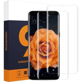 Uuq-Verre Trempé Pour Samsung Galaxy S9 Film, Haute Sensibilité Protection Écran, Dureté 9h Résistante Aux Rayures, Sans Bulle, Ultra Hd Claire S9 Vitre Protection (2 Pièce 3d Transparent)