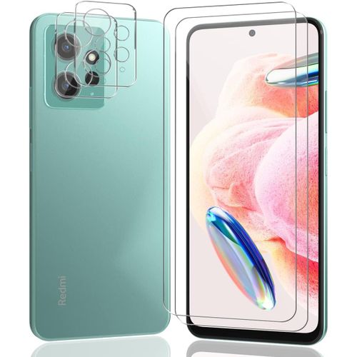 Kal-Verre Trempé Pour Redmi Note 12 4g, Redmi Note 12 4g Protection Écran. Contenir 2 Pièces Protection D'écran Et 2 Pièces D'objectif Arrière Protecteur -Anti-Rayures
