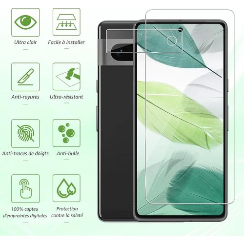 Aefj-2 Pièces Verre Trempé Pour Google Pixel 7 5g Avec 2 Pièces Caméra Arrière Protecteur, 2.5d Vitre Protection Compatible Avec Google Pixel 7, Dureté 9h Anti Rayures Protection Écran