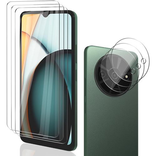 Verre Trempé Pour Xiaomi Redmi A3 Protection Décran 3 Pièces Et Caméra Arrière Protecteur 3 Pièces,9h Dureté,Sans Bulles,Anti-Rayures Pour Xiaomi Redmi A3 Protection Décran