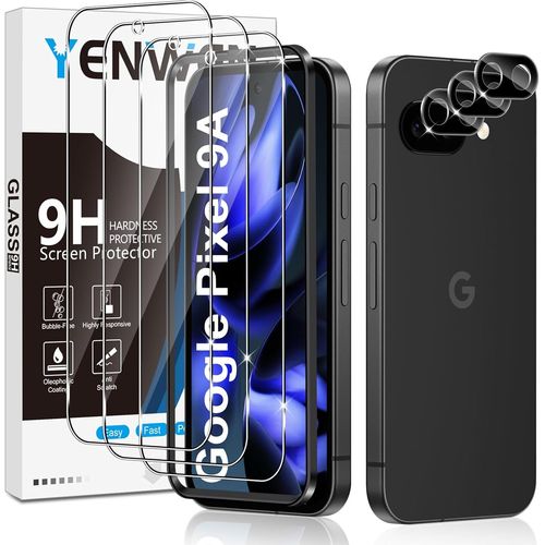 CAUC-Verre Trempé pour Google Pixel 9a 5G, 3 Pièces Protection écran Film et 3 Pièces Caméra Arrière Protecteur pour Google Pixel 9 A, Anti Rayures, Dureté 9H Glass, Sans Bulles