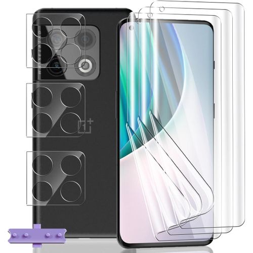 CAUC-[3+3 Pièces] Protection D'écran pour OnePlus 10 Pro, HD Souple TPU Film et Verre Trempé Protecteur D'objectif Caméra, Anti-Rayures, Protection Écran Flexible pour OnePlus 10 Pro