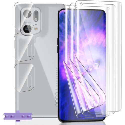 CAUC-[3+3 Pièces] Protection D'écran pour OPPO Find X5 Pro, HD Souple TPU Film et Verre Trempé Protecteur D'objectif Caméra, Anti-Rayures, Protection Écran Flexible pour OPPO Find X5 Pro