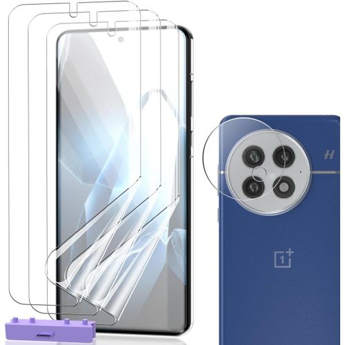 4 Pieces Screen Protector For Oneplus 13, Flexible Screen Protector Film 3 Pieces And Tempered Glass Lens Protector 1 Pieces Anti-Scratch High Definition Protection For Oneplus 13