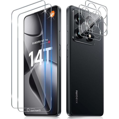 Verre Trempé Pour Xiaomi 14t Pro/Xiaomi Mi 14t Pro Avec Caméra Arrière Protecteur [2+2 Pièces], Dureté 9h [Sans Bulles] [Ultra Hd] Ultra Résistant Film Vitre Trempé Protection Écran